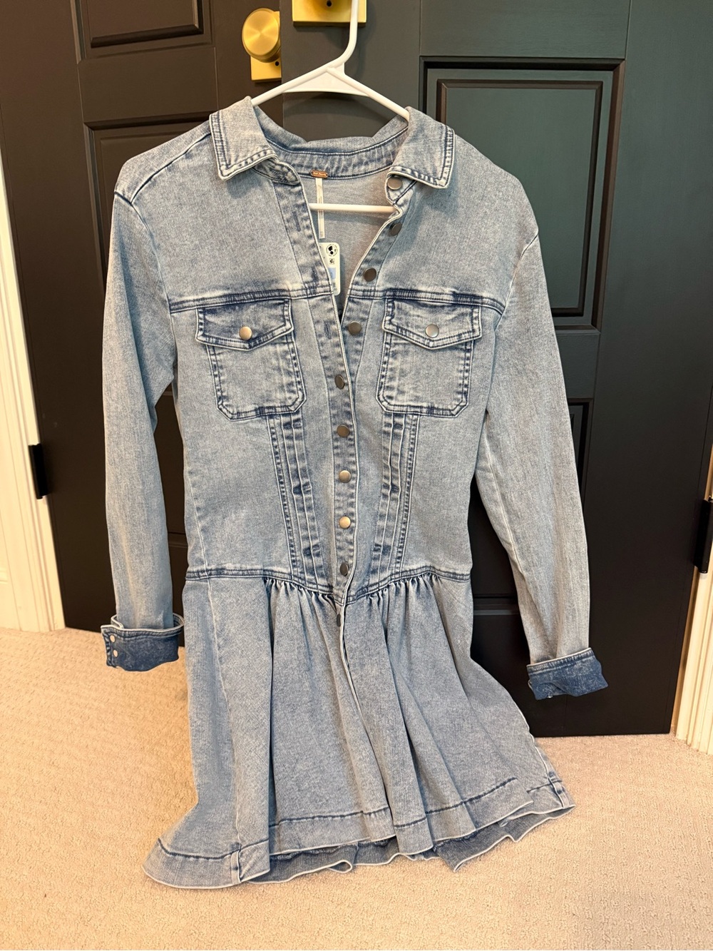 Free People Light Blue Denim Mini Dress